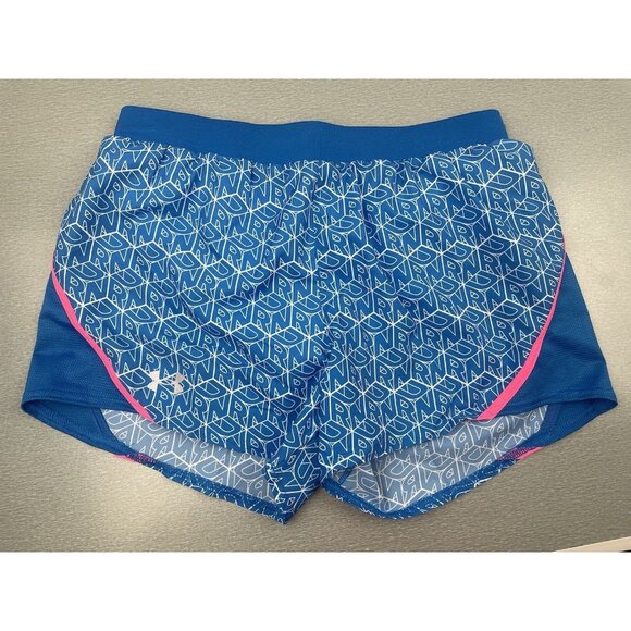 Under Armour Women's Mileage 2.0 Printed Shorts Loose Heatgear  Blue Size S - Picture 1 of 9